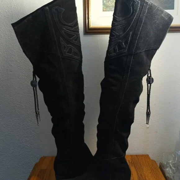 Matisse - Bolo - Suede - Over the Knee Boots - Black - Picture 5 of 10